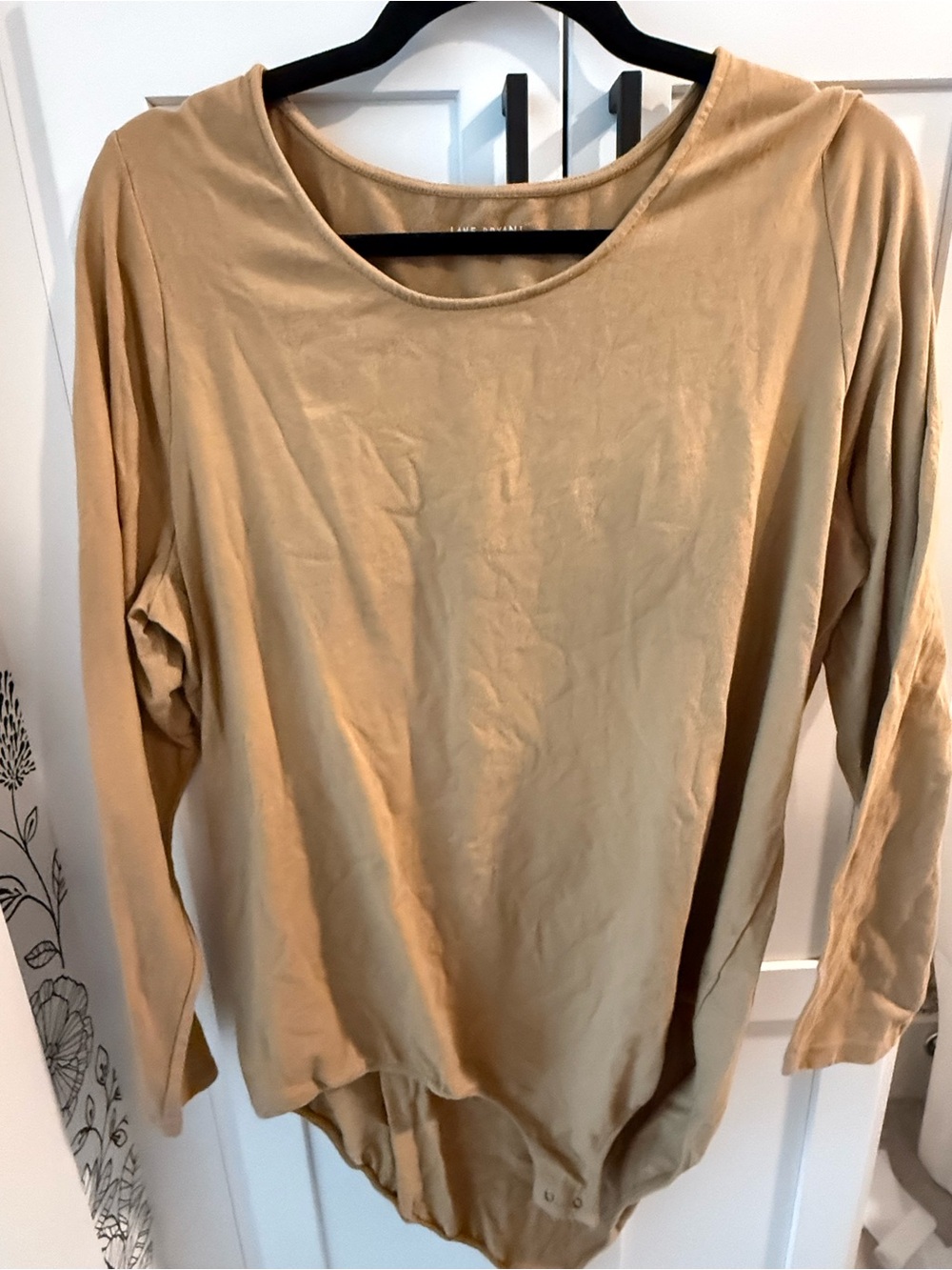 Lane Bryant Tan Long Sleeve Scoop Neck Bodysuit